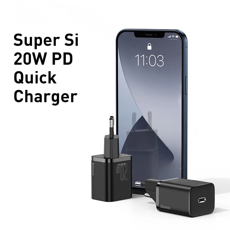 Baseus PD 20W Fast Charging USB C Charger For iPhone 14 13 Pro Max Type C to ip Quick Charge USB C Wall Phone Fast Charger