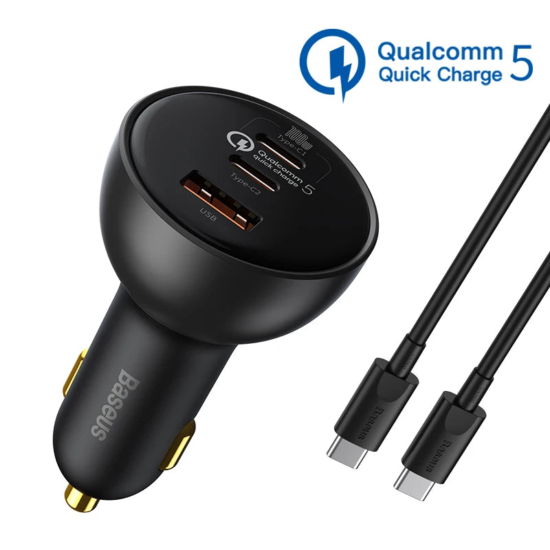 Baseus 160W Car Charger QC 5.0 Fast Quick Charging PPS PD3.0 USB Type C Car Phone Charge For iPhone 13 14 15 Pro Laptops Tablets