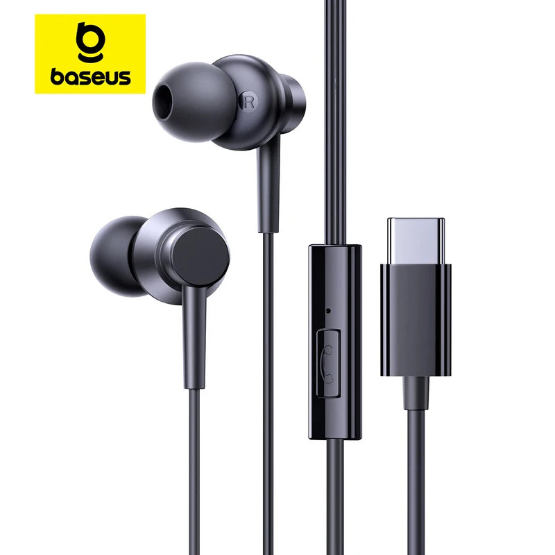 Baseus Encok CZ11/HZ11 Wired Earphones Type-C/3.5mm Jack Wired Headphones With Mic 120°Angle For Laptop Computer Tablet Phone