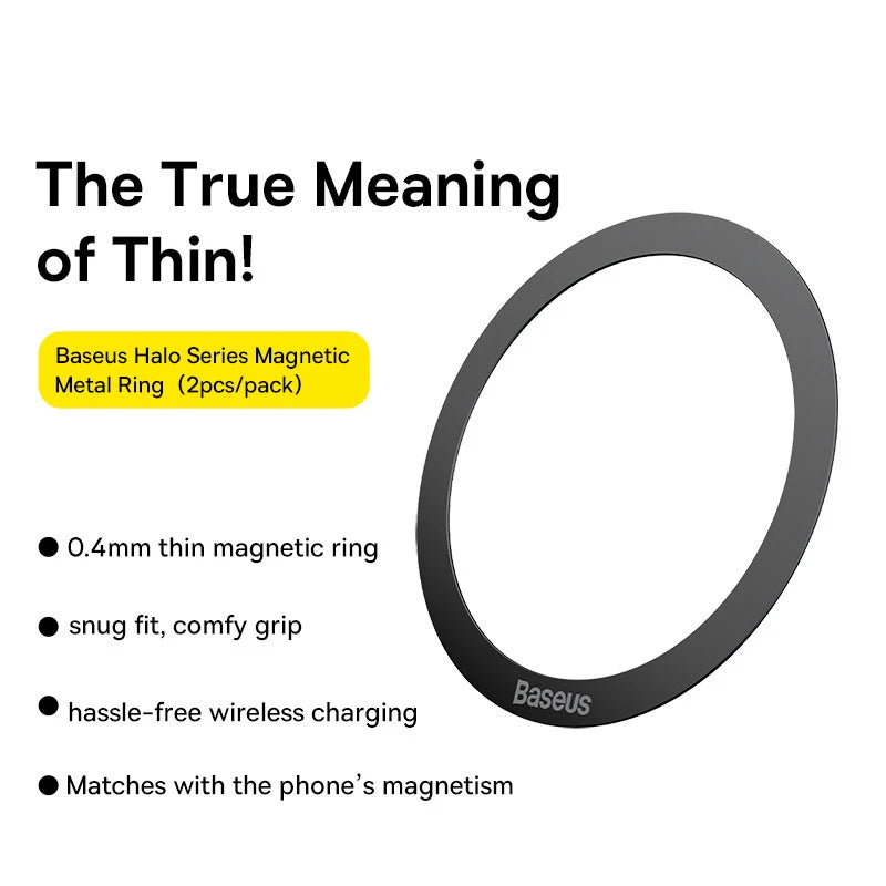 Baseus 2PCS Magnetic Metal Ring for iPhone 15 14 13 12 11 Pro Max Plus MagSafe Magnet for Samsung Xiaomi Wireless Charging Plate