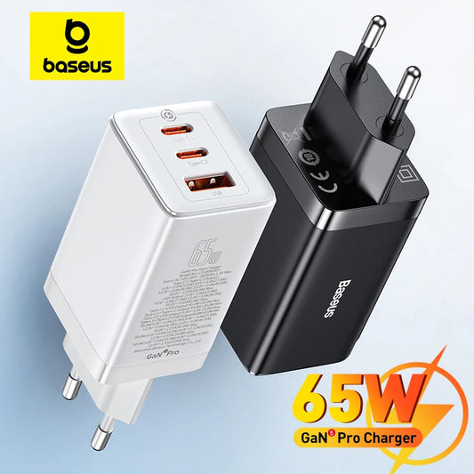 Baseus 65W GaN Charger Quick Charge 4.0 3.0 Type C PD USB Charger with QC 4.0 Portable Fast Charger For Laptop iPhone 15 14 13