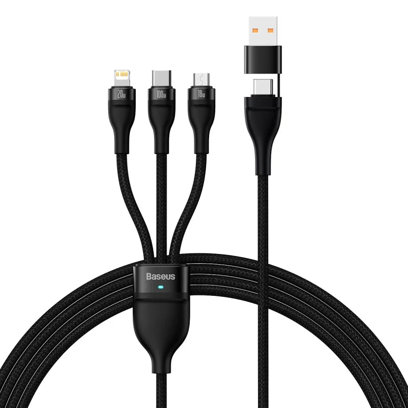 Baseus 3 in 1 USB Type C Cable for iPhone 15 14 13 12 Pro Charger Cable 100W Micro USB Type C Cable for Macbook Samsung Xiaomi