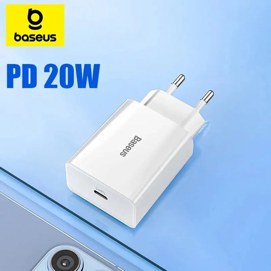 Baseus 20W Quick Charge QC 3.0 PD USB C Fast Charger Type C Charger for iPhone 15 14 13 12 X Xs 8 Xiaomi Samsung Phone Tablet