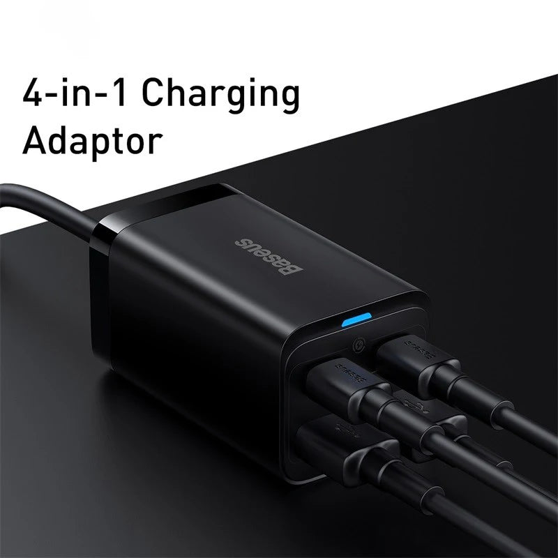 Baseus 65W/100W GaN Charger Desktop Laptop Fast Charger 4 in 1 Adapter For iPhone 15 14 13 Pro Max Phone Charger Xiaomi Samsung