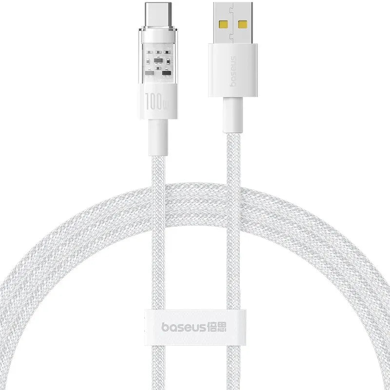 Baseus USB Type C Cable For Huawei Honor Xiaomi Samsung Transparent Super Charge 100W Fast Charging USB C Charge Data Cable Wire