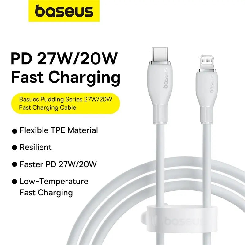 Baseus TPE USB C Cable For iPhone 14 13 12 11 Pro Max Xs 8 Plus iPad Macbook Wire 20W PD Fast Charging Type C To Lighting Data