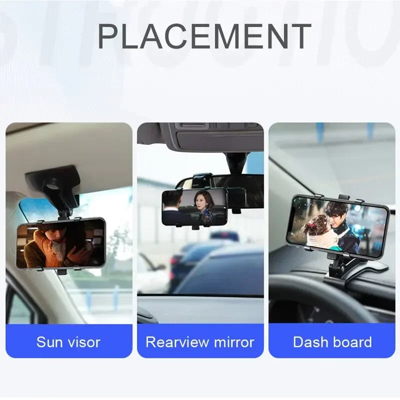 Dashboard Car Phone Holder 360 Degree Rotation Phone Mount with Rubber Gripper Universal Car Smartphone Bracket for Navigation