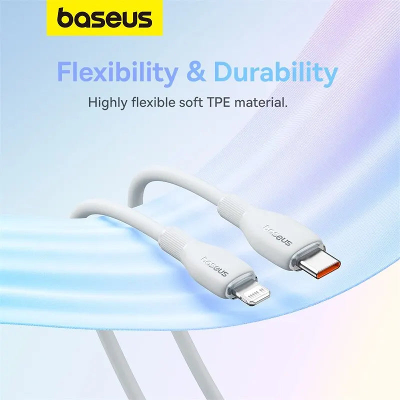 Baseus TPE USB C Cable For iPhone 14 13 12 11 Pro Max Xs 8 Plus iPad Macbook Wire 20W PD Fast Charging Type C To Lighting Data