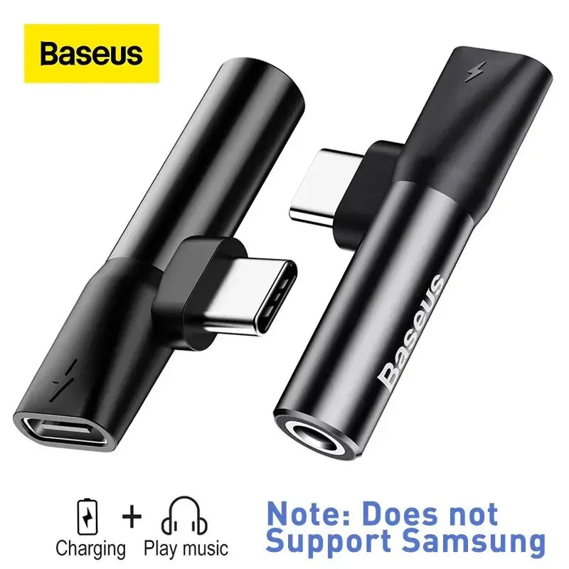 Baseus L41 Type-C to 3.5mm Jack Audio Cable Earphone Splitter Adapter for Xiaomi Huawei USB C Charger Aux Connectors Adapters