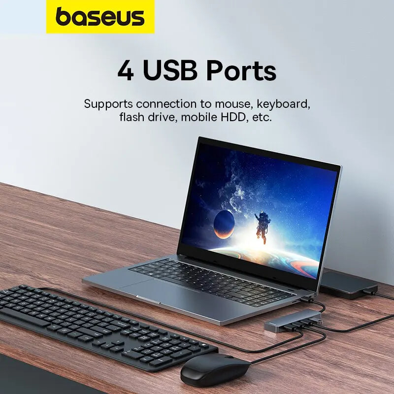 Baseus Usb Hub 4 Port ABS Hub Usb 3 0 for Laptop Multi Splitter Adapter For Xiaomi Lenovo Macbook PC Computer Accessories