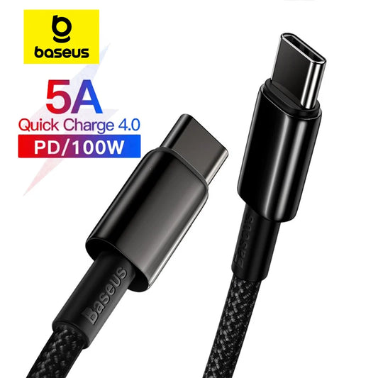 Baseus 100W Type C Cable For iPhone 15 USB C PD Fast Charging Charger Wire Cord For Macbook Samsung Xiaomi Type C USB C Cable