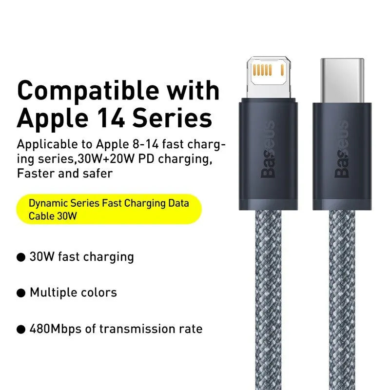 Baseus USB C Cable For IPhone 14 13 12 11 Pro Max XS 20W Fast Charging Cable Type C To Lighting Date Wire For iPad Macbook