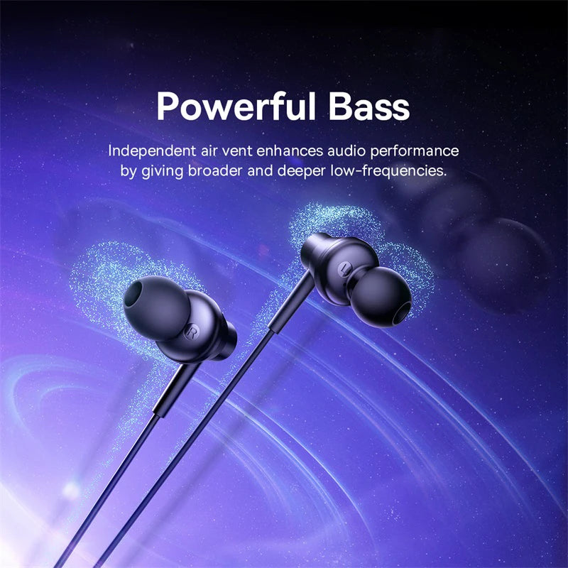 Baseus Encok CZ11/HZ11 Wired Earphones Type-C/3.5mm Jack Wired Headphones With Mic 120°Angle For Laptop Computer Tablet Phone