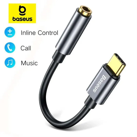 Baseus Type C to 3.5mm Earphone Jack AUX USB C Cable Adapter for Huawei P40 P30 Pro Xiaomi 10 9 Type C Headphone Audio Adapter