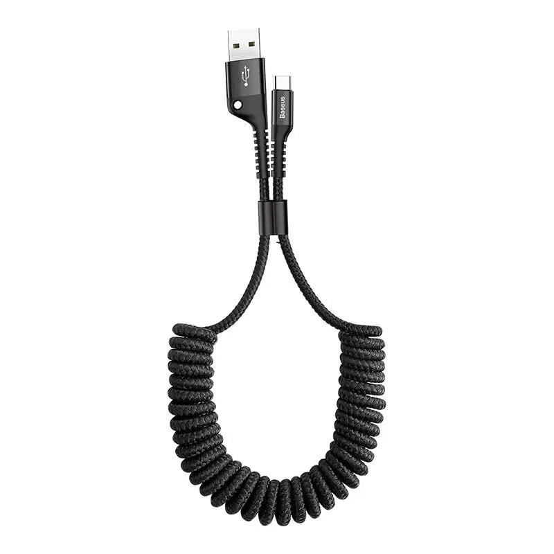 Baseus Fast Charging Type C Cable Spring Telescopic Car Phone Charger USB Cable For Samsung Xiaomi Redmi USB C Cable