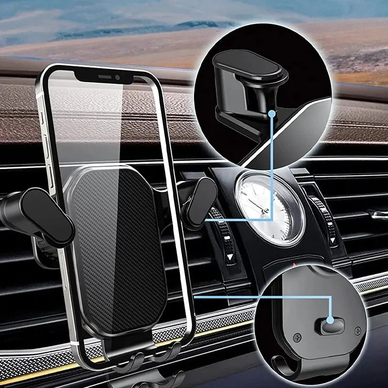 Air Vent Car Phone Holder Gravity Lock Phone Mount 360-Degree Flexible Adjustment Universal Auto Phone Stand for 4-7 Inches