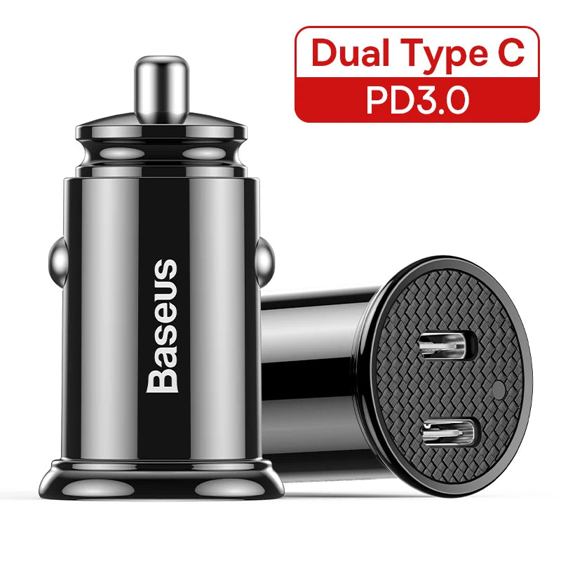 Baseus 30W USB Car Charger Quick Charge 4.0 3.0 FCP SCP USB PD For Xiaomi iPhone 12 13 14 15 Pro Fast Charging Car Phone Charger