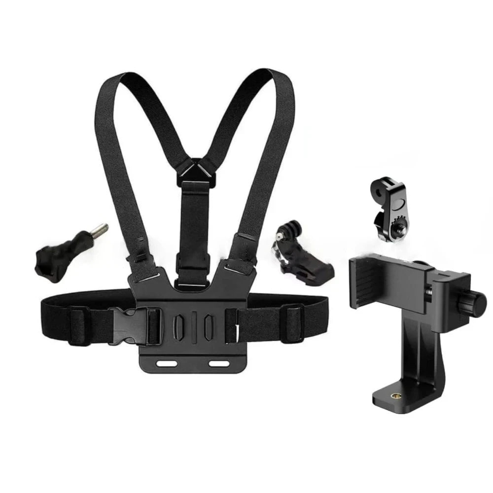 1 PC Adjustable Phone Clip Holder With Chest Strap Fixation Bracket for Sport Camera Mobile Phone Camera Black Holder Accessory