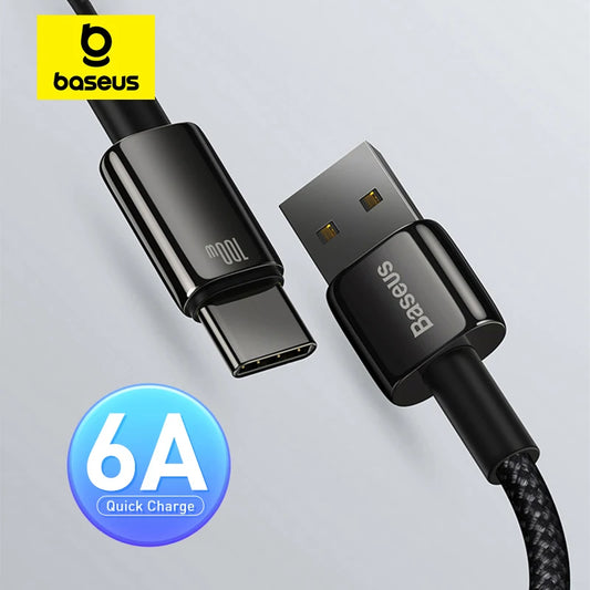 Baseus 100W USB Type C Cable For Samsung Pro Fast Charging Wire USB-C Charger Data Cord  For Huawei P30 Realme Oneplus Poco F3