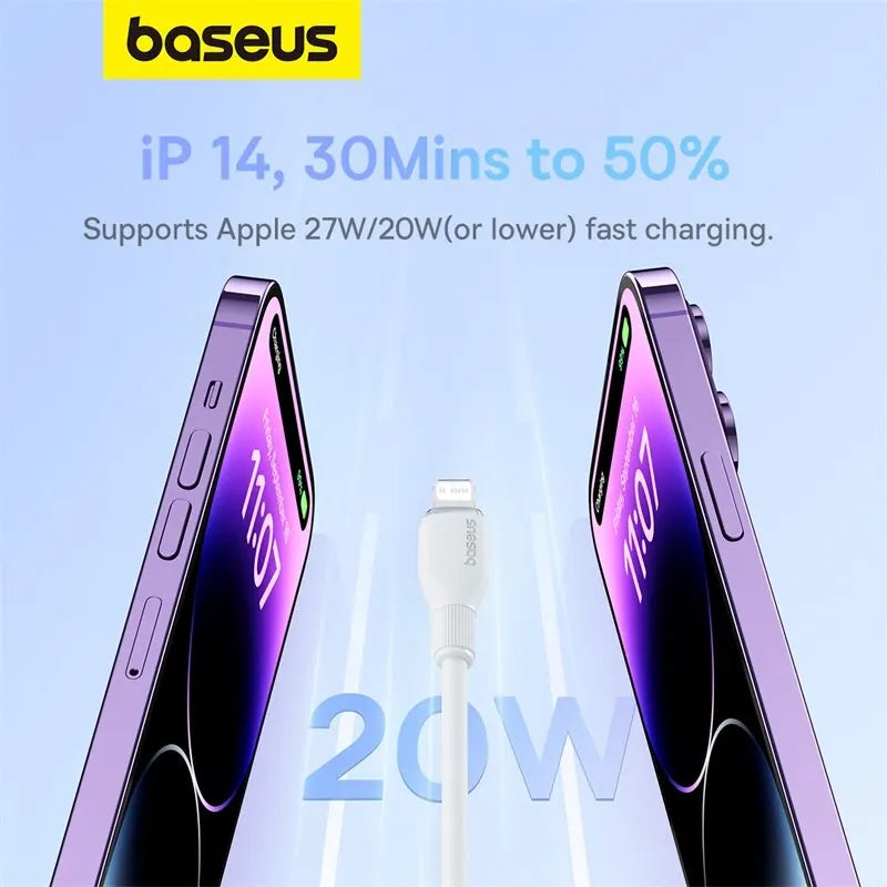 Baseus TPE USB C Cable For iPhone 14 13 12 11 Pro Max Xs 8 Plus iPad Macbook Wire 20W PD Fast Charging Type C To Lighting Data