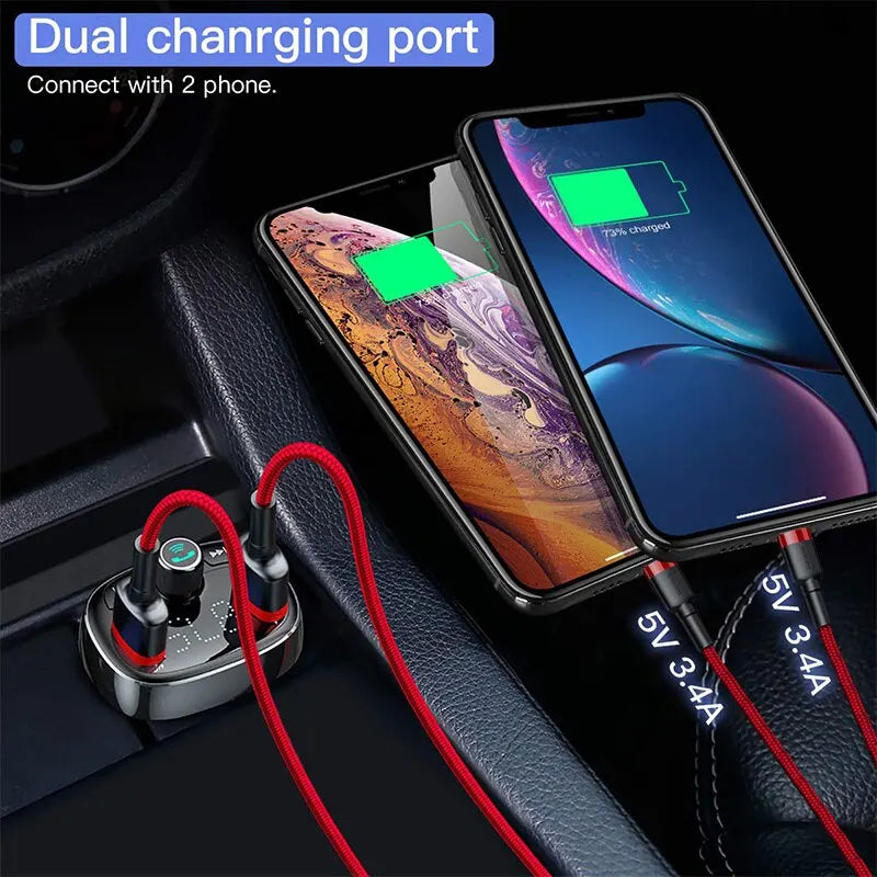 Baseus FM Transmitter Car Hands-free Bluetooth MP3 Modulator Player Dual USB 3.4A Car Charger Audio for Mobile Phone Charger