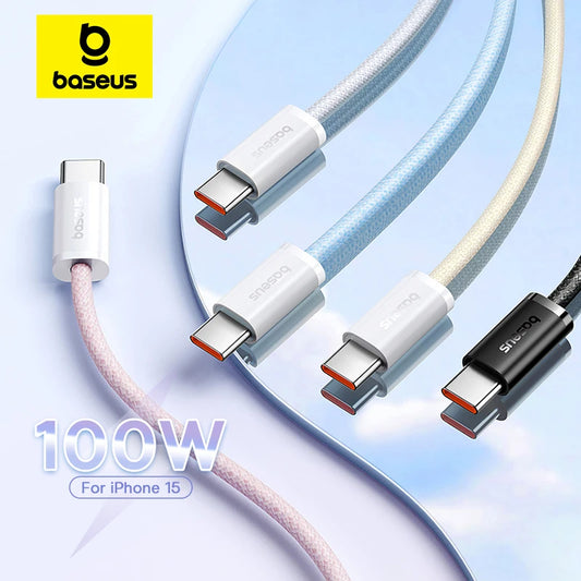 Baseus 100W Type C To USB C Cable For iPhone 15 PD Fast Charging Charger Cord For Macbook iPad Samsung Xiaomi 5A Fast USB C Wire