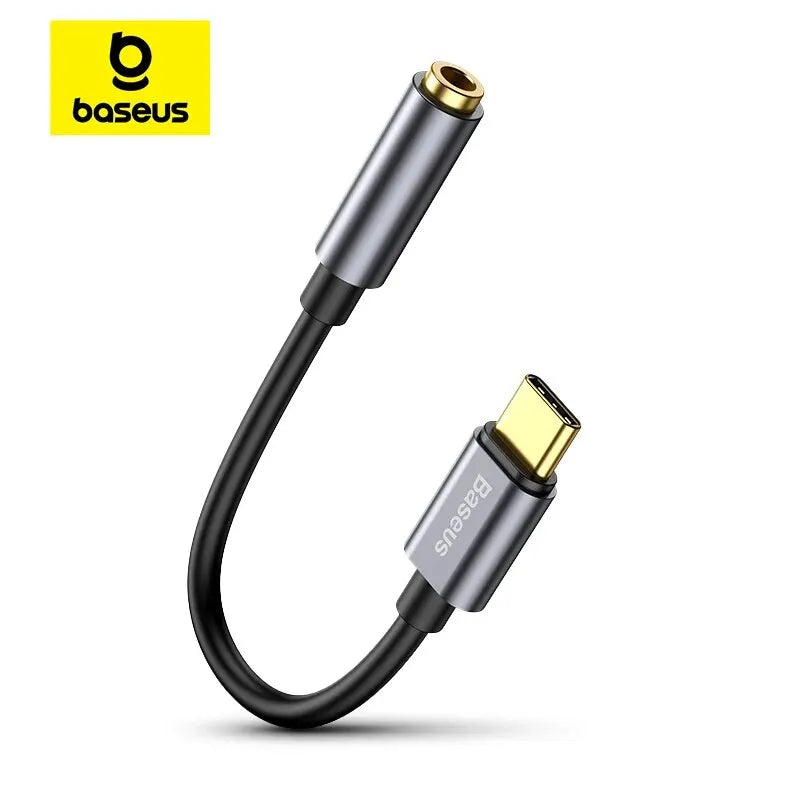 Baseus Type C to 3.5mm Earphone Jack AUX USB C Cable Adapter for Huawei P40 P30 Pro Xiaomi 10 9 Type C Headphone Audio Adapter