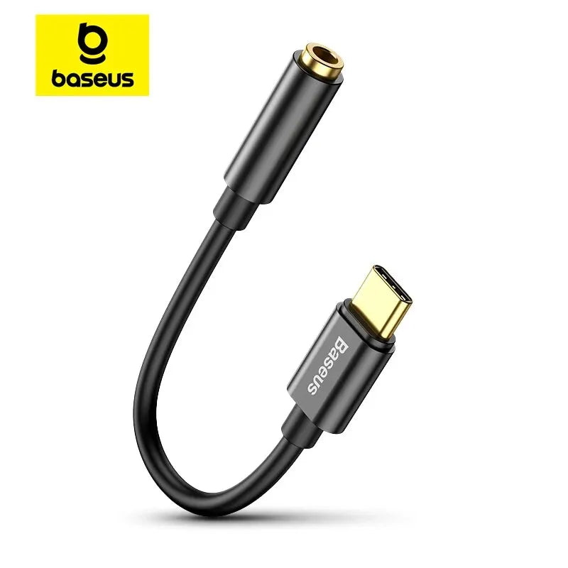 Baseus Type C to 3.5mm Earphone Jack AUX USB C Cable Adapter for Huawei P40 P30 Pro Xiaomi 10 9 Type C Headphone Audio Adapter